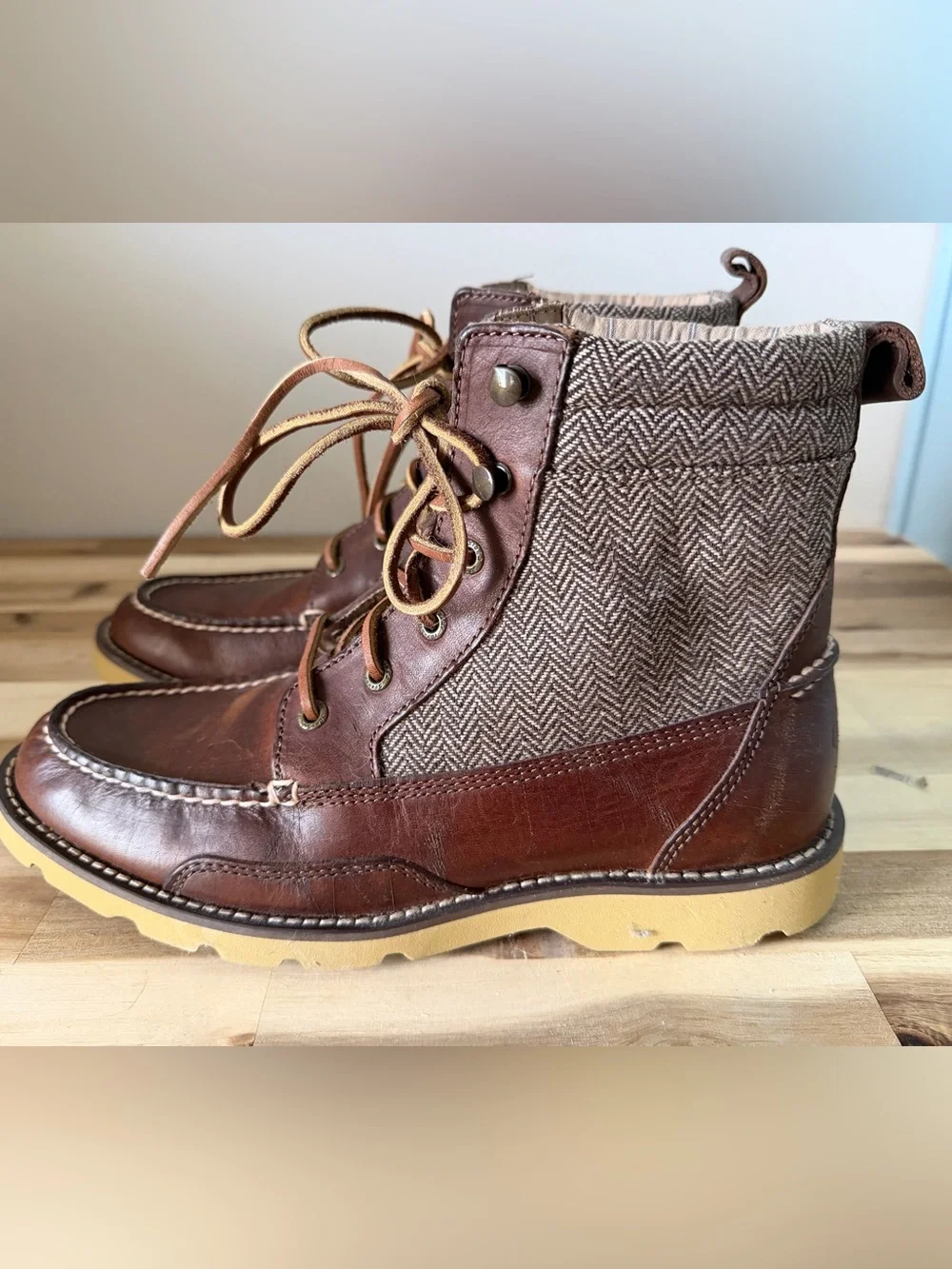 Sperry Top-Sider Men’s Leather & Herringbone Tweed Moc-Toe Boot Size 8